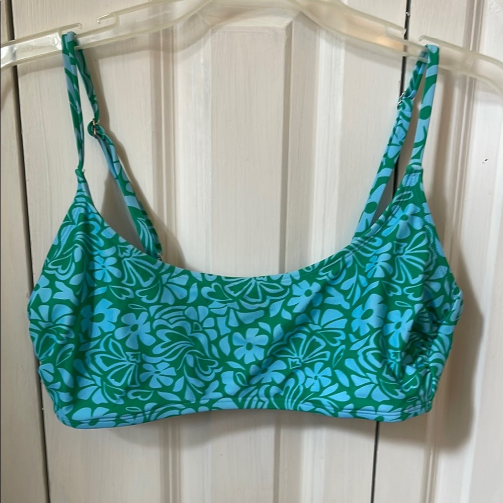 Floral Blue and Green Bikini Top
